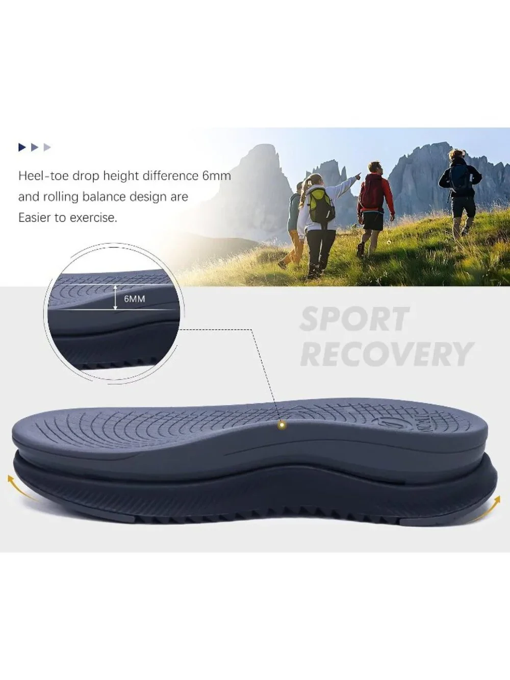 Men's Blue Arch Support Mesh Athletic Thick Rubber Soles Hiking Sandal Shoes